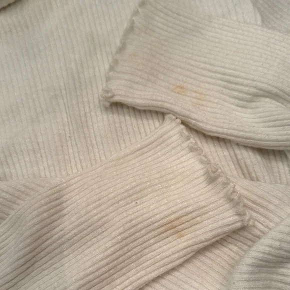 J. Crew Cream Ribbed Long Sleeve Top with Gold Buttons - Picture 7 of 8